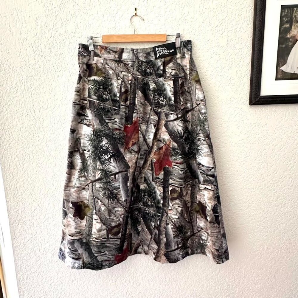 Basic Pleasure Mode Hunter Camo Denim Midi Skirt Front & Back Pockets - Picture 11 of 16
